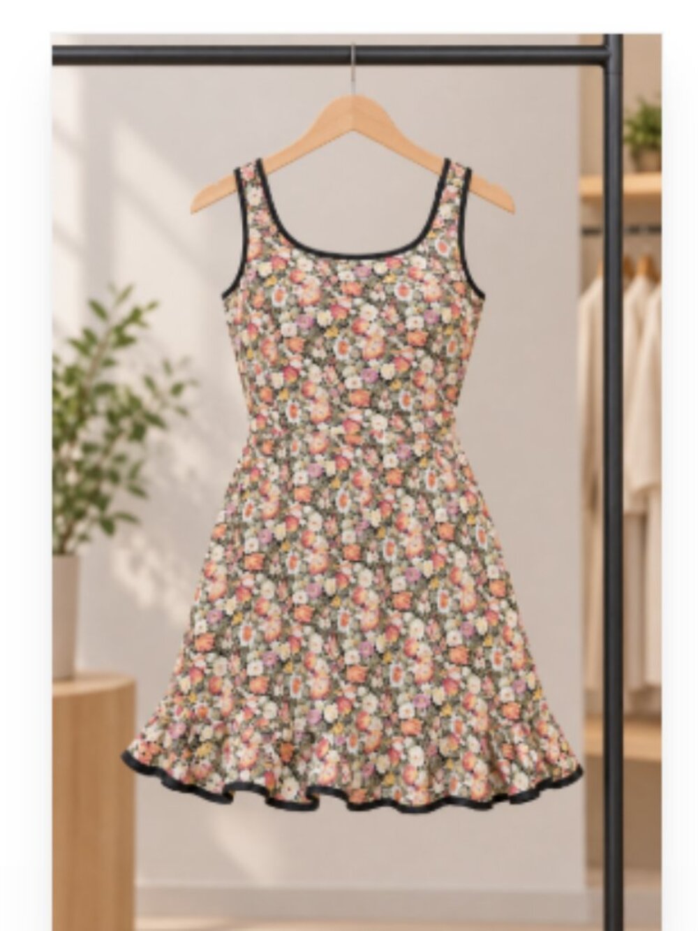 Atelier-Tailored Floral Viscose Mini Dress — Size XS